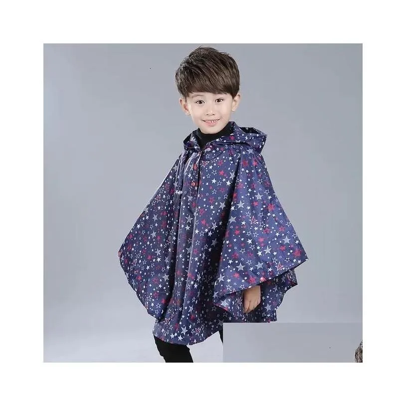 rain gear 2023 children raincoat polyester cute baby outdoor coat waterproof jumpsuits poncho big hat student rainwear 231031 drop del