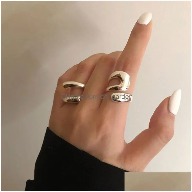 Band Rings Minimalist Sier Colour Ring For Women Fashion Creative Hollow Irregar Geometric Rings Set Birthday Party Jewelry Dhgarden Otgwx