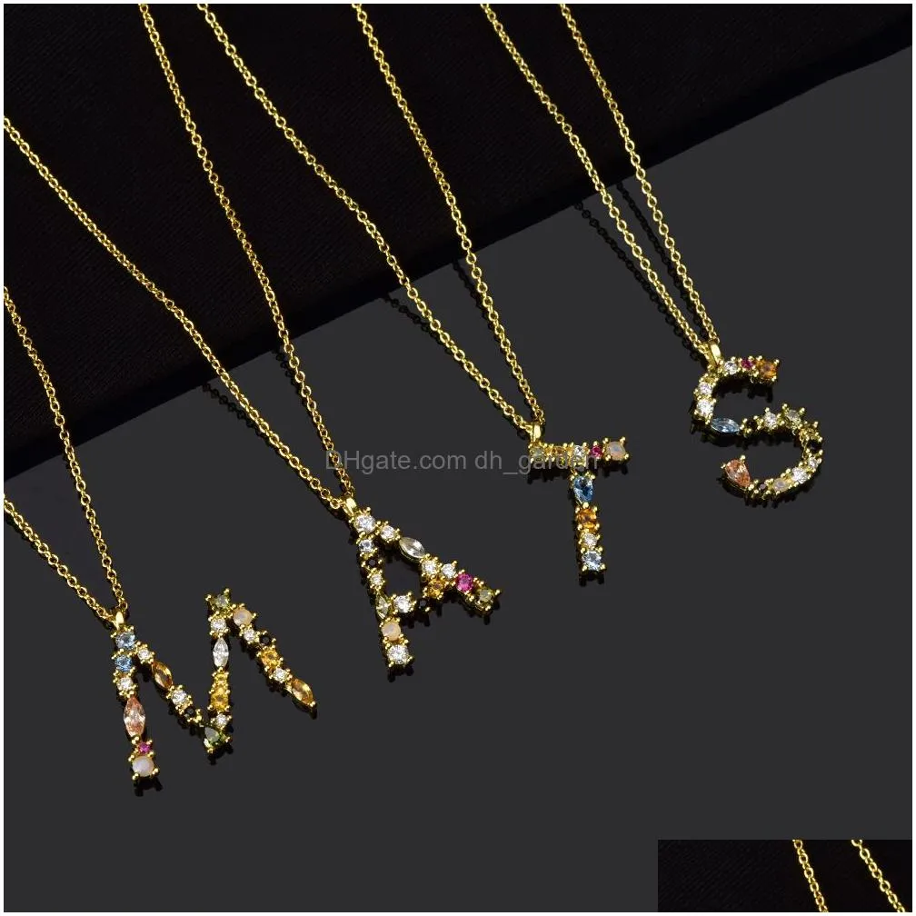 Pendant Necklaces 925 Sterling Sier Gold Letter M Pendant Initial F Alphabet Necklace Monogram Opals 2021 Women Accessories Dhgarden Otpq6