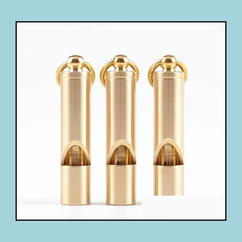loud brass whistle portable emergency whistle outdoor survival whistle hiking tools party noise maker favors gift present gold