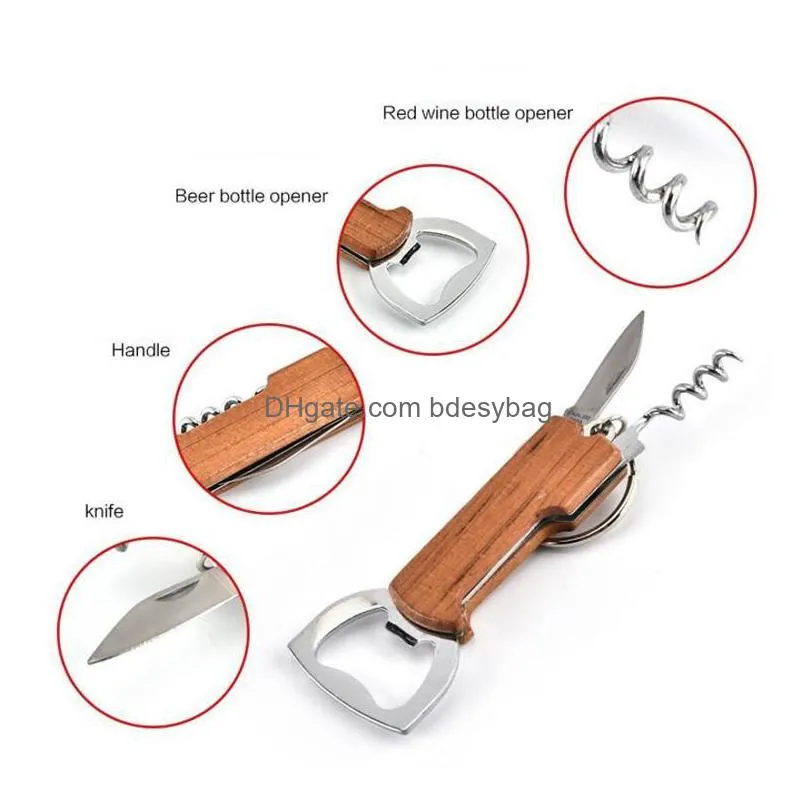 portable durable stainless steel keychain corrosionresistant anti wear keyring red wine bottle opener key chians wholesale lx1221