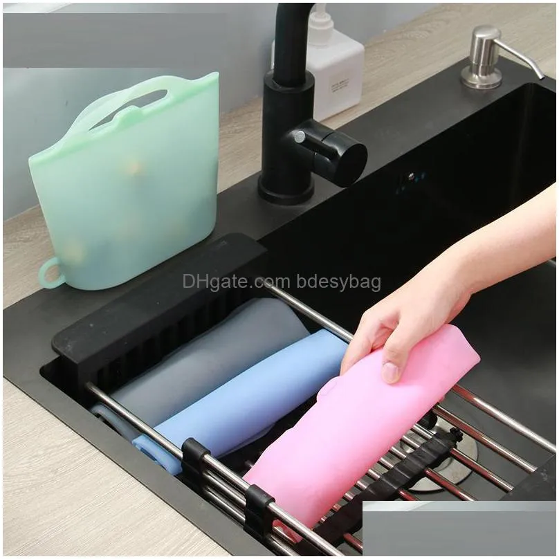 1000ml silicone food storage bags kitchen household reusable bags freshkeeping bag for food storage wholesale lx2890