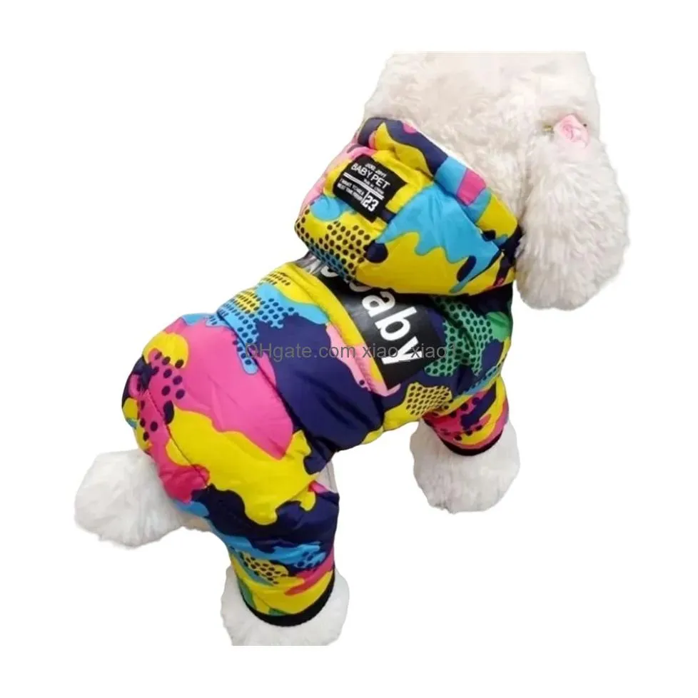 dog apparel winter pet puppy dog clothes fashion camo printed small dog coat warm cotton jacket pet outfits ski suit for dogs cats costume