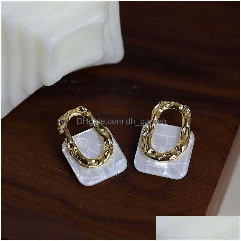 Stud Acrylic Resin Geometric Square Earring Hanging Stud Earrings New Fashion Hollow Metal Trendy Jewelry Gift Drop Delivery Dhgarden Otwpn