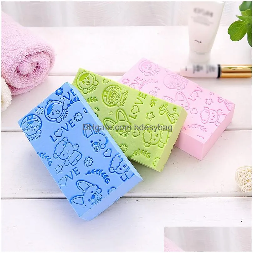 Bath Brushes, Sponges & Scrubbers Bath Sponge Lace Printed Scrub Shower Baby Baths Scrubber Exfoliating Beauty Skin Care Sponges Face Dhuvz