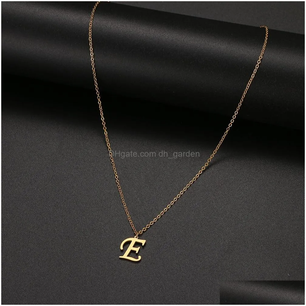 Pendant Necklaces Women A-Z Alphabet Rose Gold Letter Pendant Necklaces Personalization Stainless Steel Necklace Glamour Jew Dhgarden Otwmk