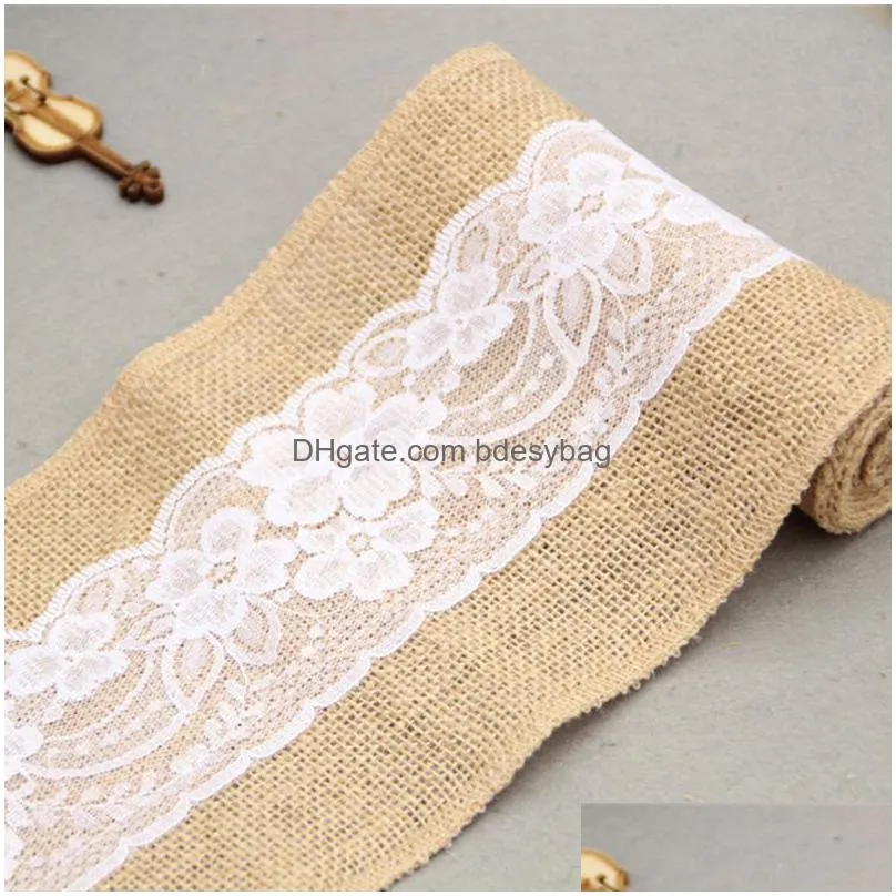 weddings and events chair sashes lace jute wedding chair scarf bow high quality natural chair cover for banquet decor lx2023