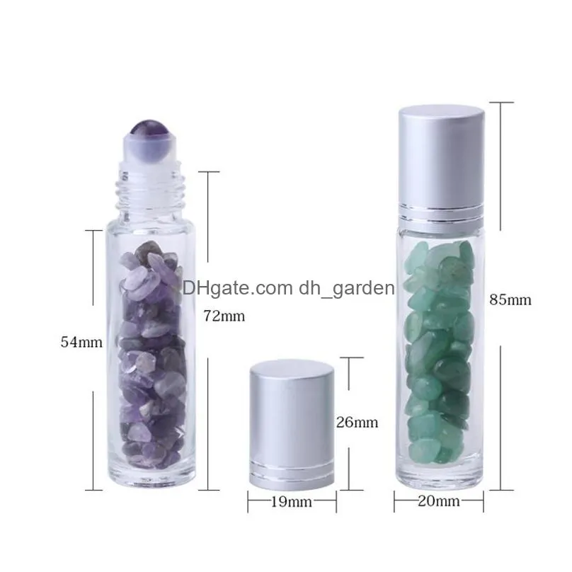 natural gemstone  oil roller ball bottles clear perfumes oils liquids roll on bottle with crystal chips