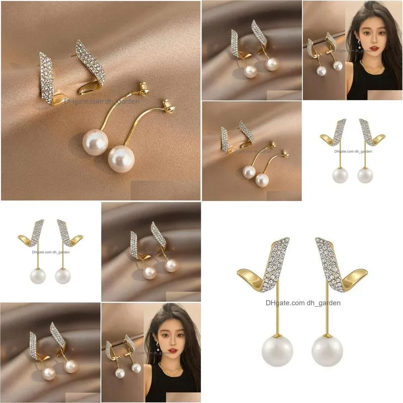 Dangle & Chandelier Fashion Geometric Metal Pearl Pendant Drop Earrings For Woman Gothic Girls Elegant Jewelry Wedding Set A Dhgarden Ottrm