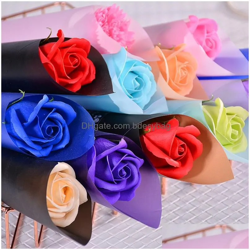 Decorative Flowers & Wreaths 33Cm Soap Rose Artificial Decorative Flowers Girl Friend Valentines Day Gift Anniversary Fake Flower Wedd Dh95A