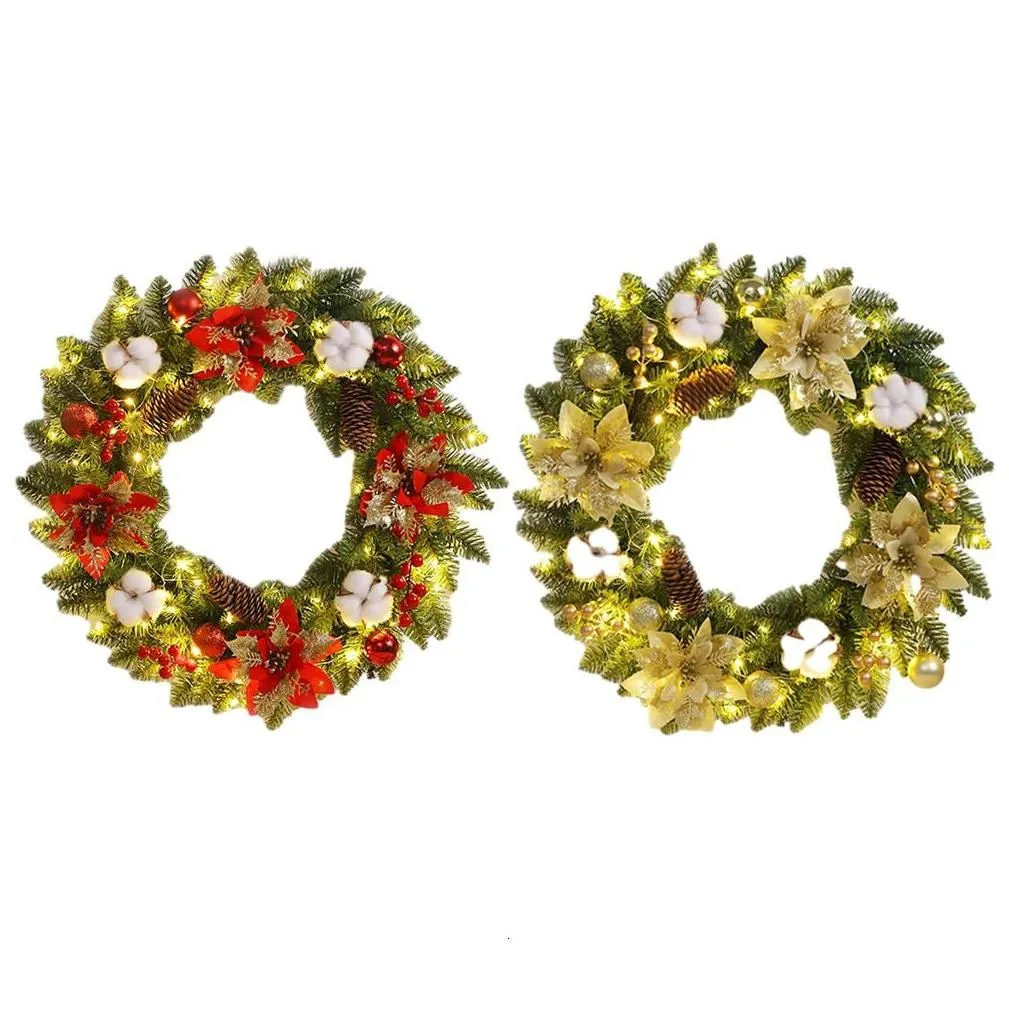 christmas decorations christmas wreath light up christmas garland for front door with spruce pine cones berry ball hanging christmas decoration