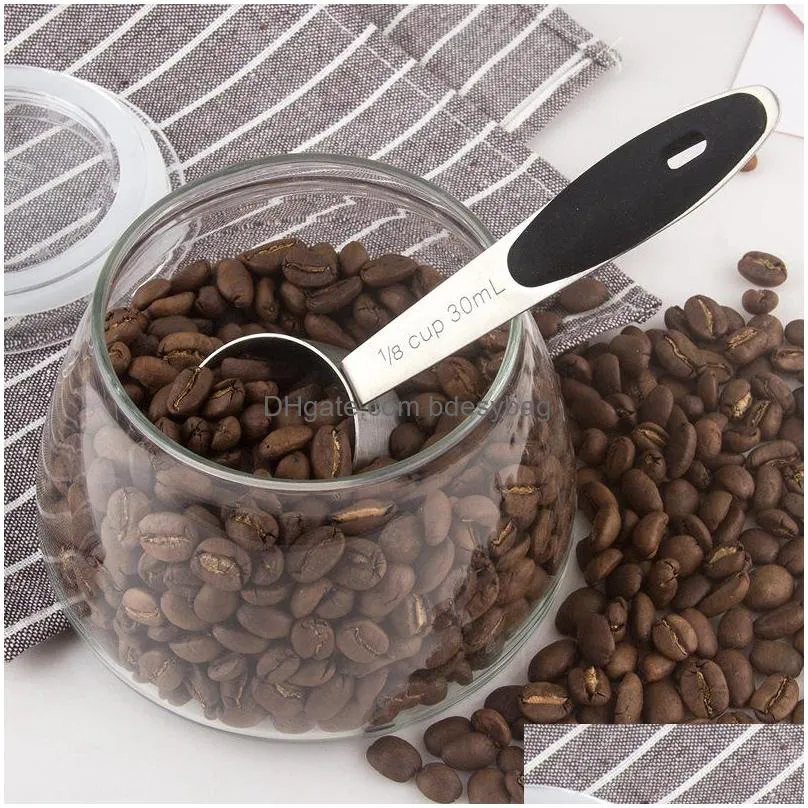 30ml metal measuring spoon multifunction coffee scoop stainless steel coffee long handle powdered milk spoon lx3343