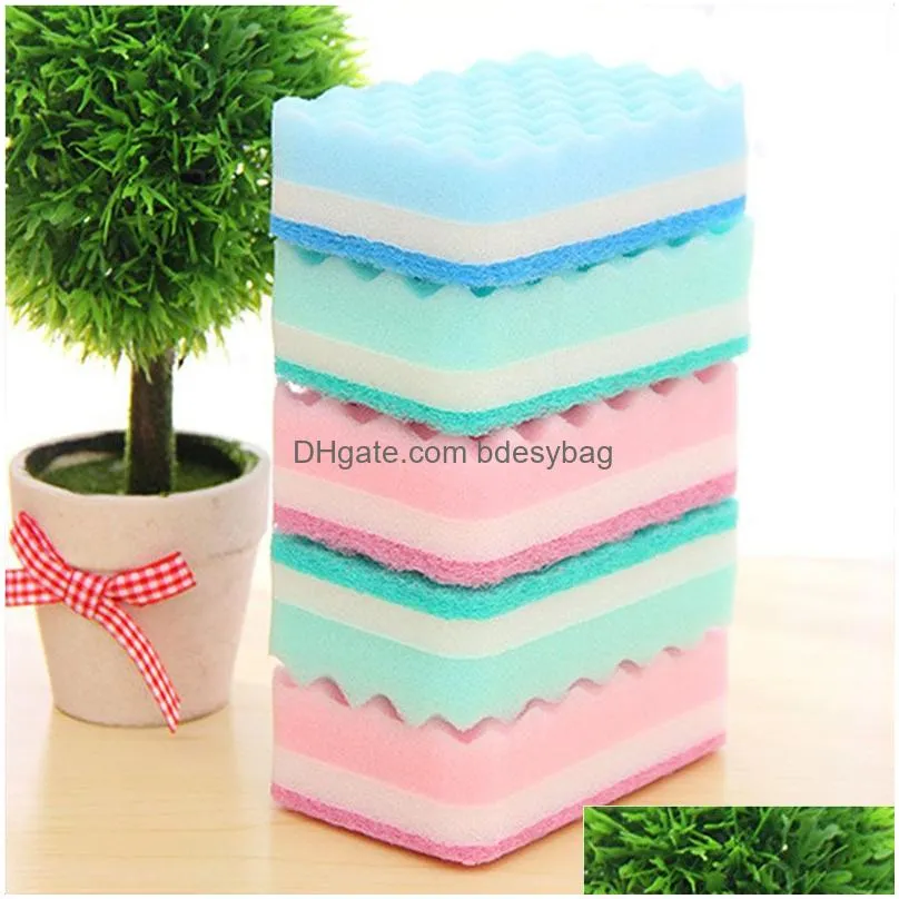 Sponges & Scouring Pads Cleaning Sponges Pads Kitchen Cleanings Tool Home Essential Color Random Household Wave Sponge Drop Delivery H Dh0Xl