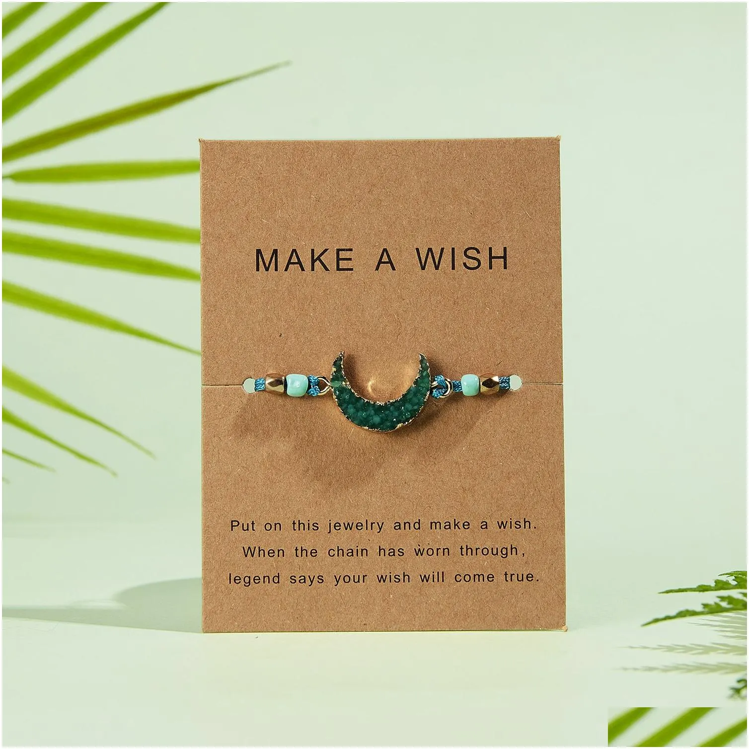 in bulk handmade resin moon bracelet for men women make a wish card gift stone rope chain charming bracelets jewelry