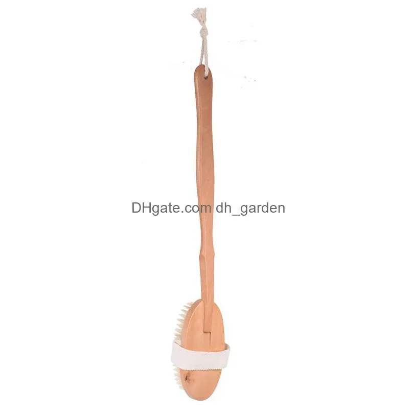 natural boar bristle cleaning brush detachable long handle wooden body back exfoliating massage bath brushes