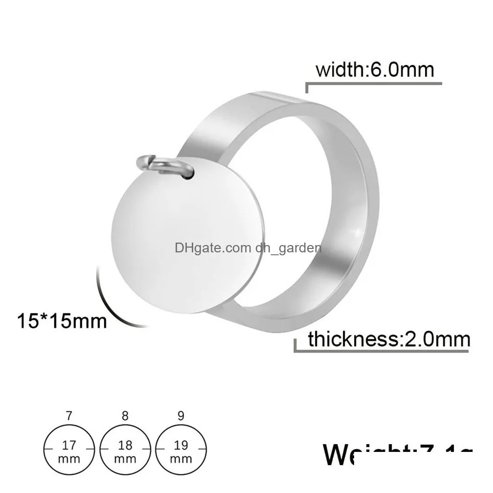 Band Rings Stainless Steel Gold Color Minimalist Ring With Big Round Pendant Finger Rings Fashion Anniversary Gifts For Drop Dhgarden Ot8Gf