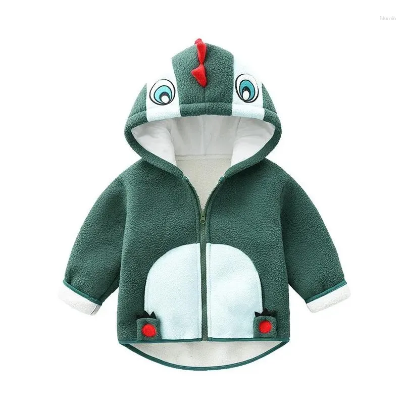 Jackets Children Thick Coat Baby Boys Girls Kids Warm Jacket Long Sleeve Hooded Cartoon Animal Design Polar Fleece Spring Autumn