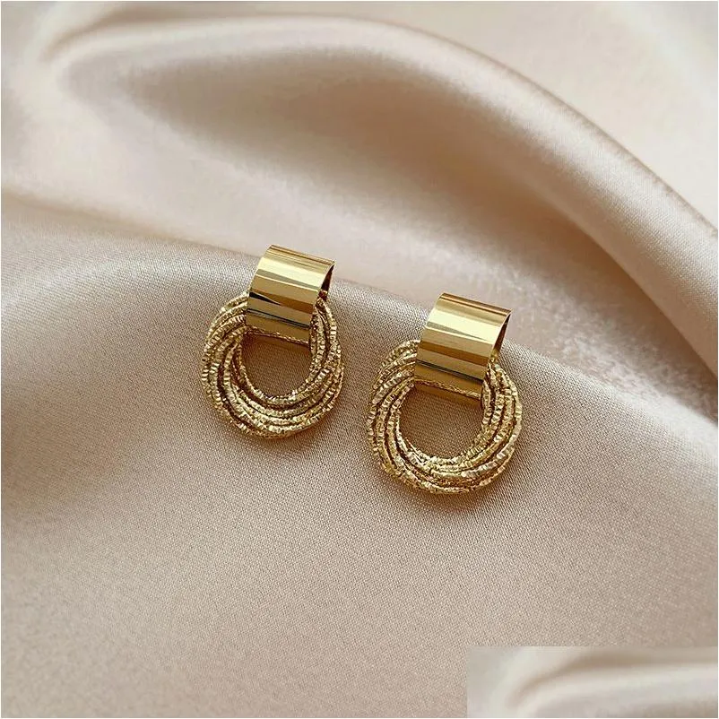 Dangle & Chandelier Geometric Rhinestone Crystal Pendant Hoop Earrings For Women Gold Color Ear Hies Jewelry Wholesale Girls Dhgarden Otjzs