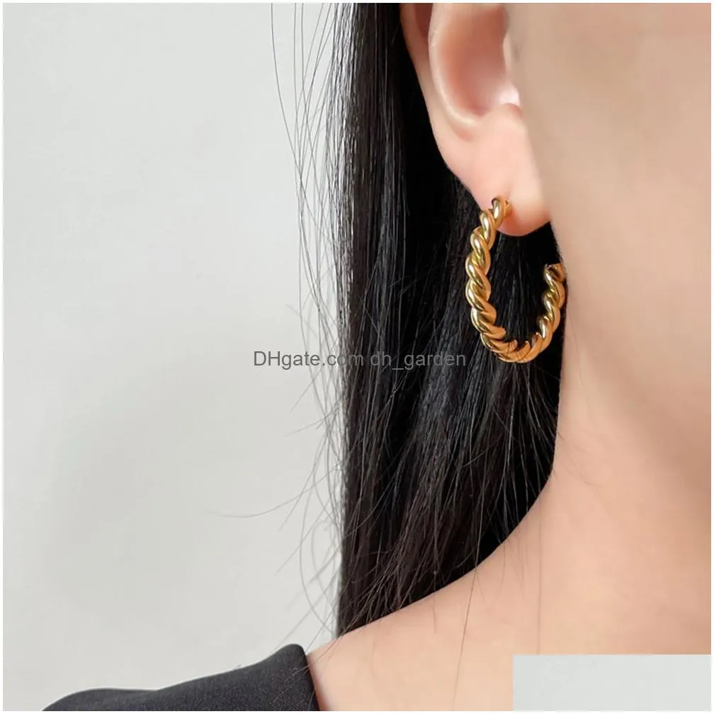 Hoop & Huggie Vintage Spiral Twist Hoop Earrings For Women Punk Party Trendy Gold Color Jewelry Pendientes Drop Delivery Jewe Dhgarden Otk1Y