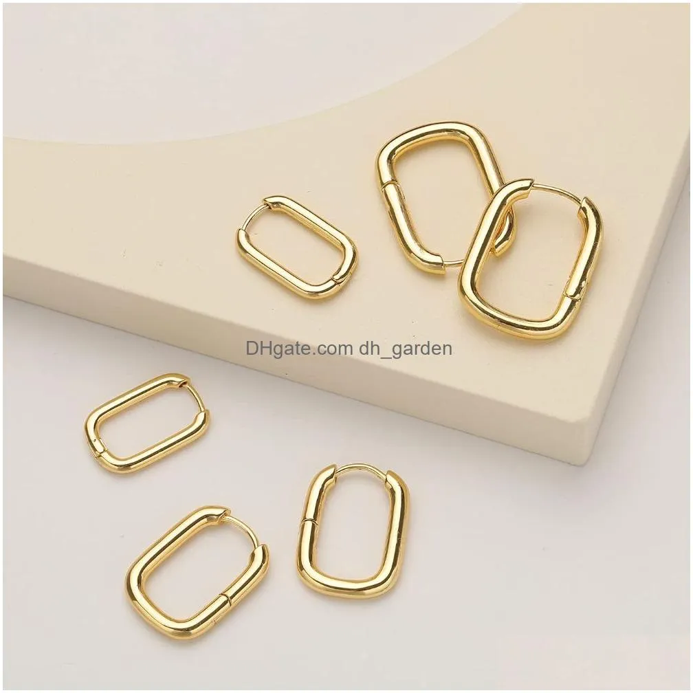 Hoop & Huggie Gold Color Metal Geometric Square Hoop Earring For Women Minimalist Small Circle Hies Ear Buckle Punk Jewelry Dhgarden Otqmf