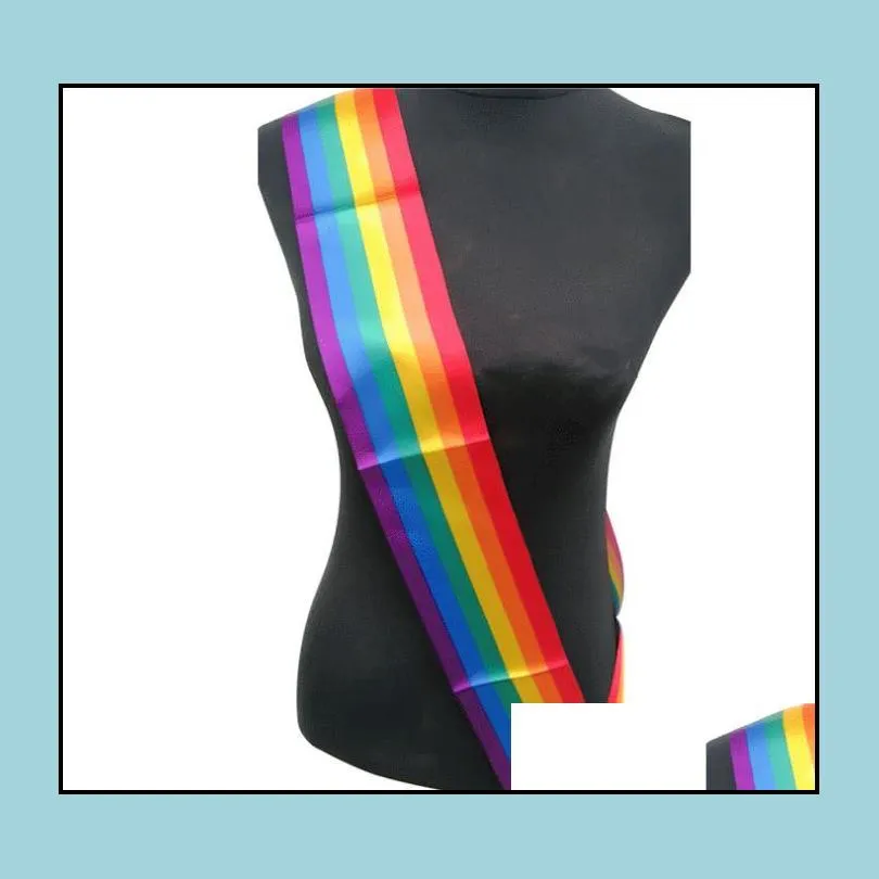 gay pride rainbow satin sash blank satin etiquette sashes rainbow theme party event festive favors accessory 150x9cm