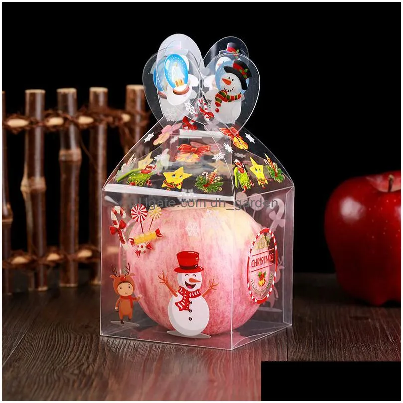 pvc transparent candy box christmas decoration gift wrap box packaging santa claus snowman  boxes party supplies