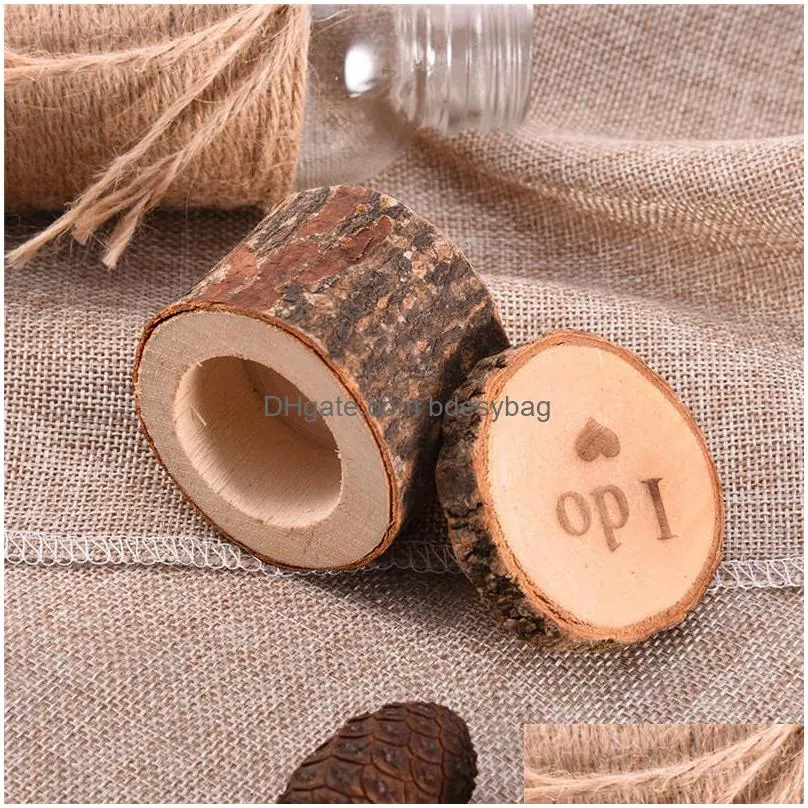 country retro wedding ring necklace earrings box holder shabby chic rustic wooden bearer mini box for lover lx0486