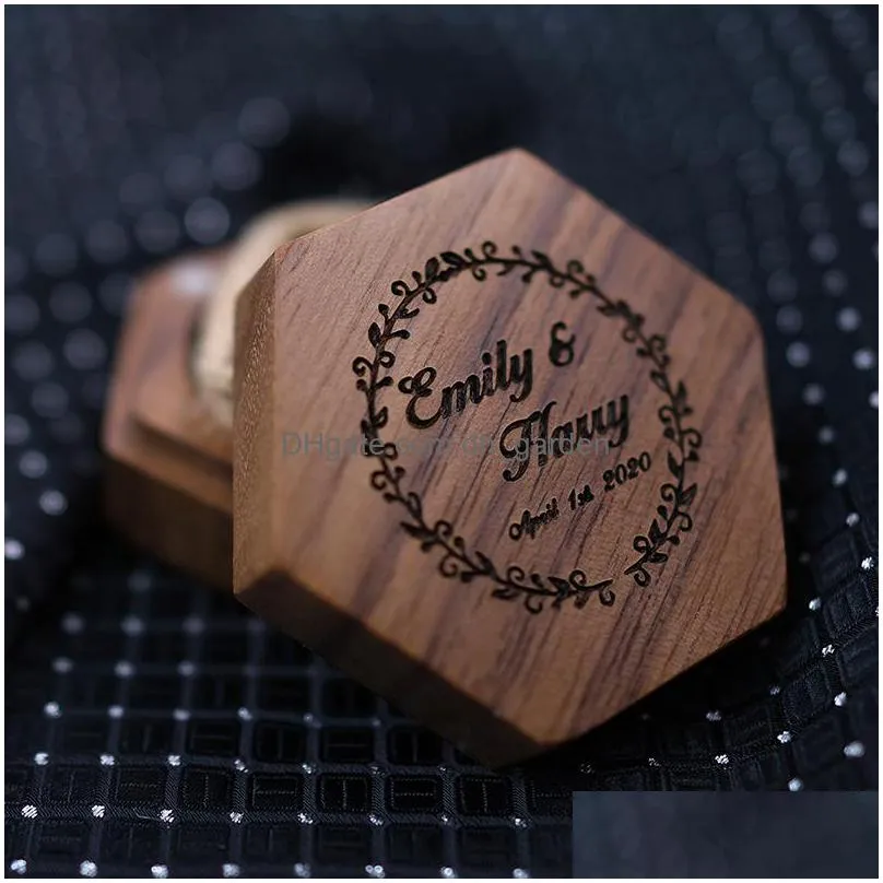 black walnut wood ring boxes gift wrap diy carving handmade jewelry box creative necklace earrings storage wedding supplies