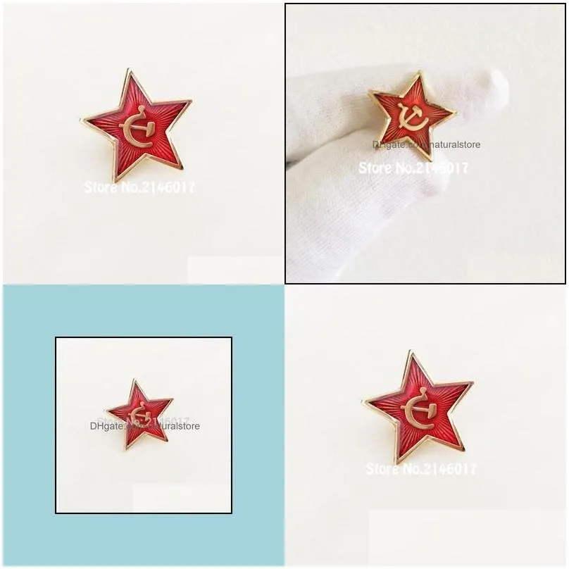 Pins Brooches 10Pcs Russia Red Star Hammer Sickle Logo Lapel Pins Brooch Communism Soviet Union Ussr Pin Cold War Souvenir Badge 20
