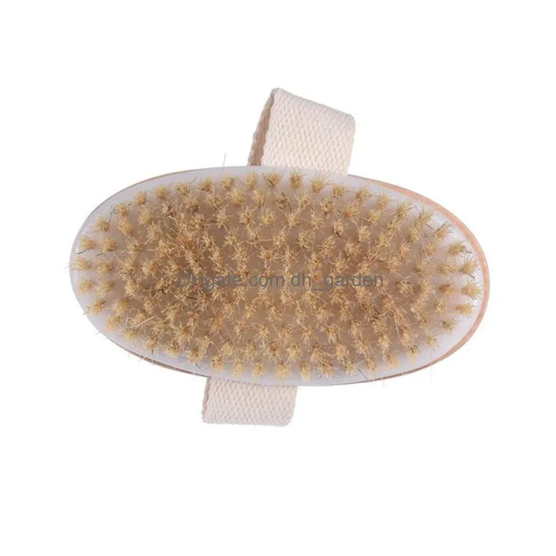 natural bristle bath brushes household spa full body massage deep cleaning brush bathroom supplies 12x6.4cm