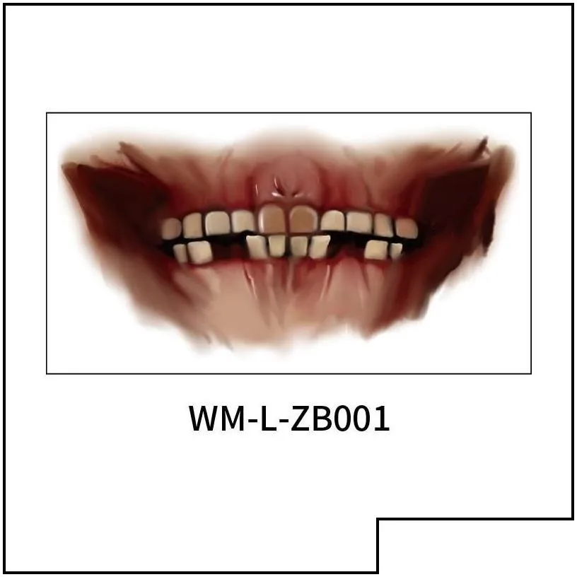 halloween supplies halloween bloody wound tattoo stickers horror mouth trick scary waterproof temporary diy fake halloweens party de