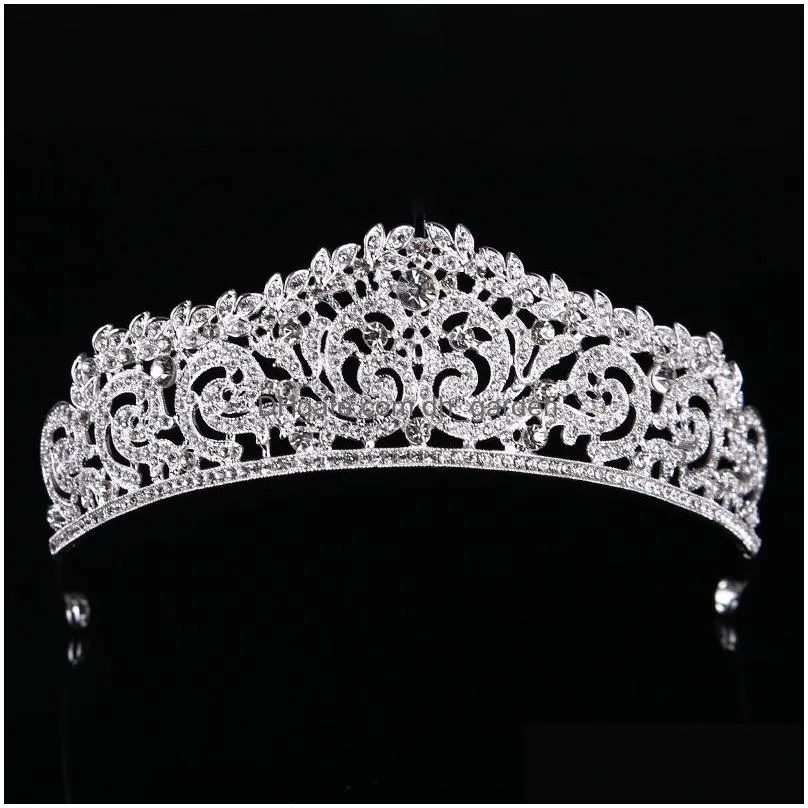 Hair Clips & Barrettes Fashion Baroque Luxury Crystal Bridal Crown Tiaras Light Gold Diadem For Women Bride Wedding Hair Acc Dhgarden Otwsk