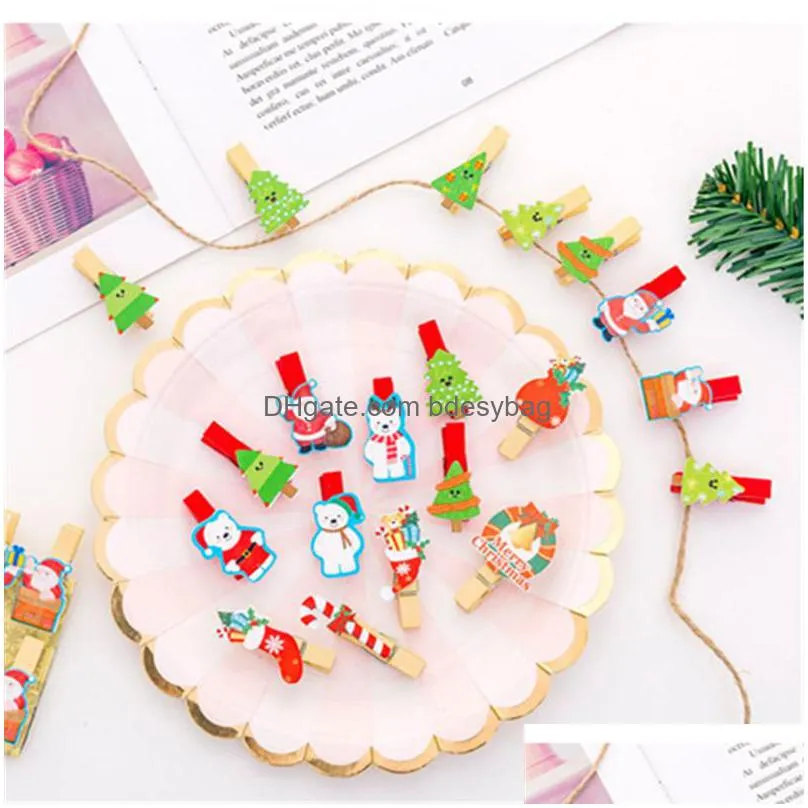 cute mini wooden clip color party decoration diy craft arts pegs lovely clamps memo paper photo clip christmas decor ct0346