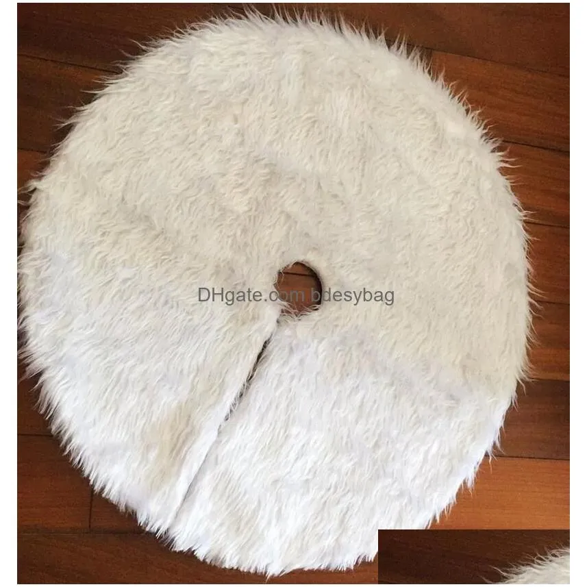 Christmas Decorations White Christmas Tree Skirt Plush Faux Fur Xmas Carpet Decorations New Year Home Decor Festival Garland Ornament Dha91