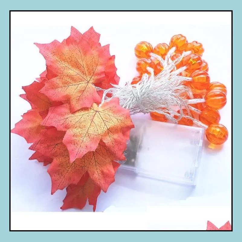 fall garland decoration led maple leaf pumpkin string light autumn decor thanksgiving indoor outdoor halloween holiday party supplies sunset