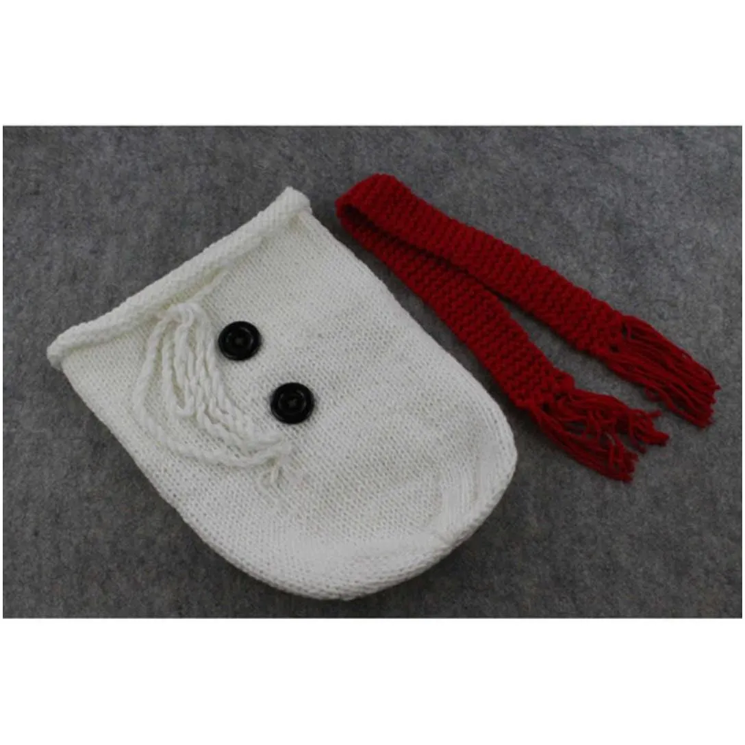 Christening dresses Newborn Photography Props Wrap Christmas Snowman Crochet Sleeping Bag With Scarf Hat Picture Clothing Shooting Styling Supplies