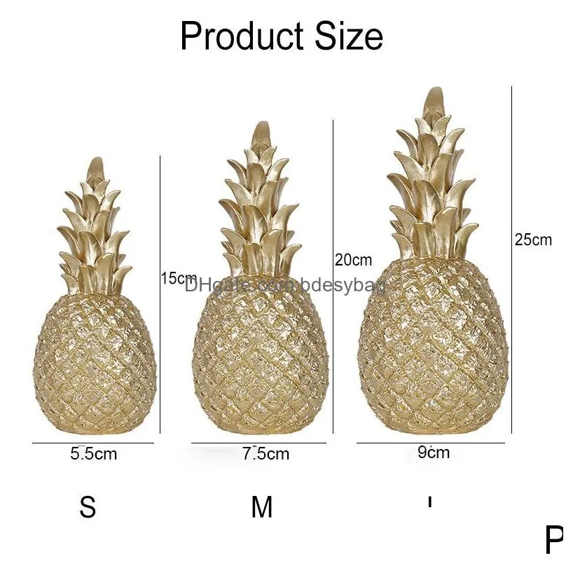 Decorative Objects & Figurines Nordic Light Luxury Decorative Objects Resin Pineapple Golden Creative Home Living Room Porch Model Sof Dhrsy