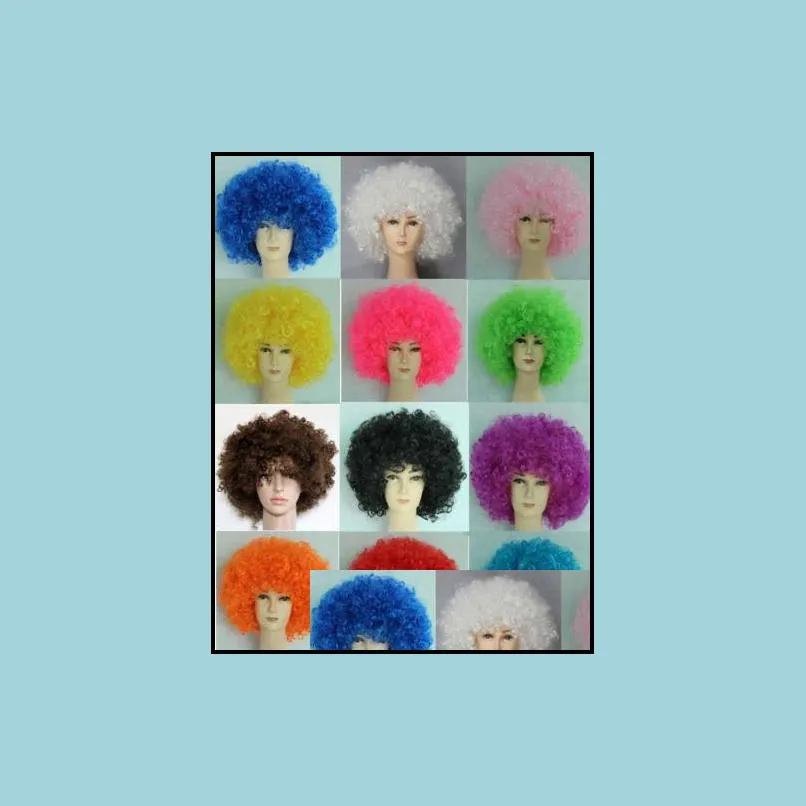 uni clown fans carnival wig disco circus funny fancy dress party stag do fun joker adult child costume afro curly hair wig event