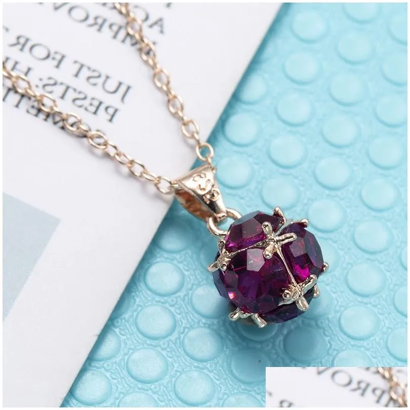 Pendant Necklaces Brand New 12Pcs/Lot Luckyshine Rose Gold Red Gems Clusters Crystal Pendant Bride Wedding Jewelry Cz Necklaces Gift D Dhw2Q