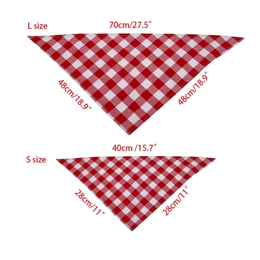 dog apparel bandana christmas plaid single layer pet scarf triangle kerchief pet accessories bibs for small medium large dogs xmas gifts