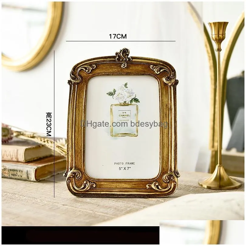 Frames Vintage Aesthetic Resin Po Frames Royal Court Style Embossed Picture Frame Home Ornaments Drop Delivery Home Garden Home Decor Dhd9X