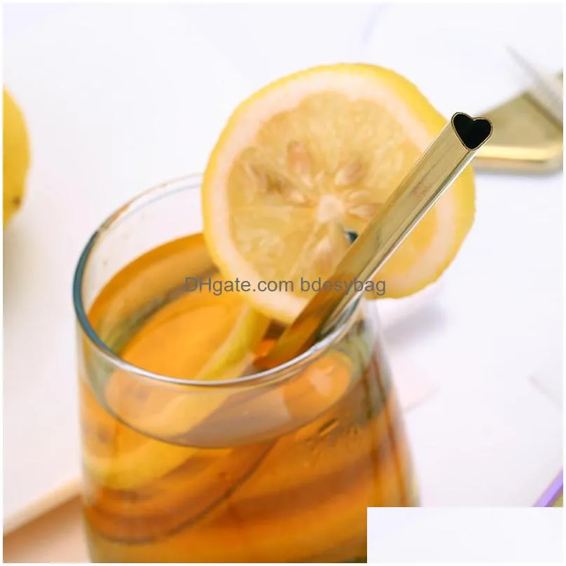 drinking straw reusable metal straw heartshaped bubble tea straws 304 stainless steel pearl milkshake straw 21.5cm lx3094