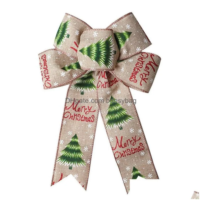 Christmas Decorations Large Bows Christmas Tree Decoration Ornament Handmade Plaid Bowknot New Year Home Decor Gift Wrap Bow For Drop Dhado