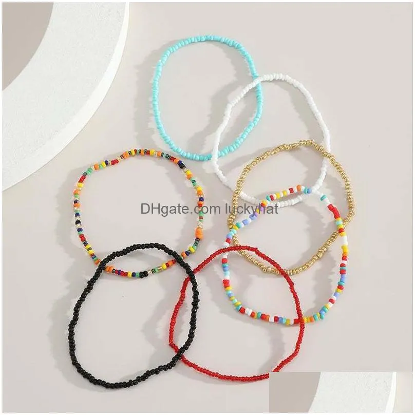 Anklets Bohemian Anklets Color Rice Beads Handmade Personalized Foot Chain Fashion Accessories Drop Delivery Jewelry Dhbgr