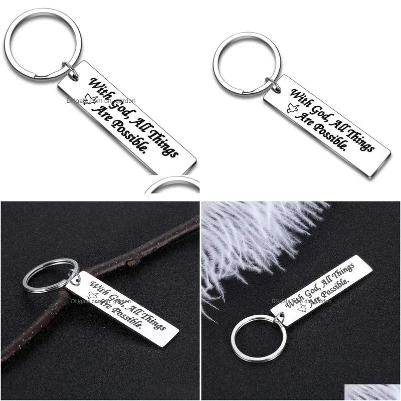 Keychains & Lanyards Christian Faith Gift Keychain For Friends Birthday Graduation With All Things Are Possible Godmother Re Dhgarden Otnvt