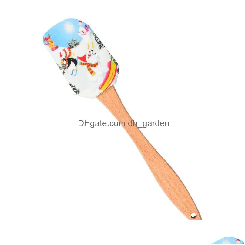 christmas silicone cream spatula kitchen baking cake tool beech wood household mixing spatula