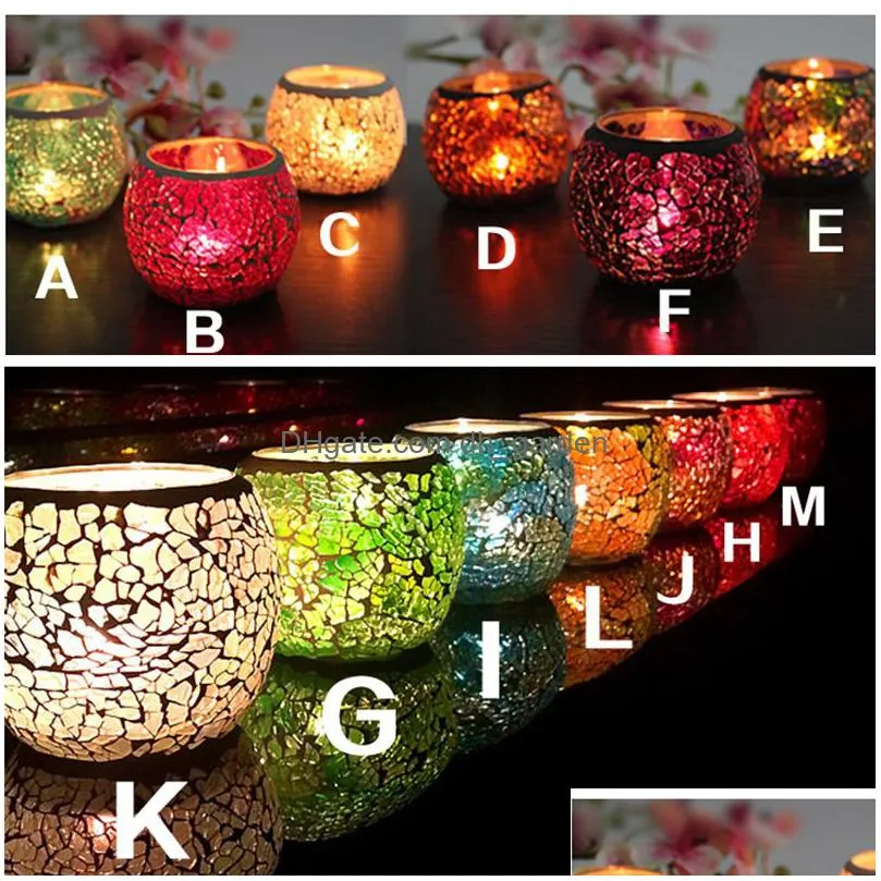 mosaic candle holder color glass candlestick wedding decoration ornaments multifunctional household flower pot