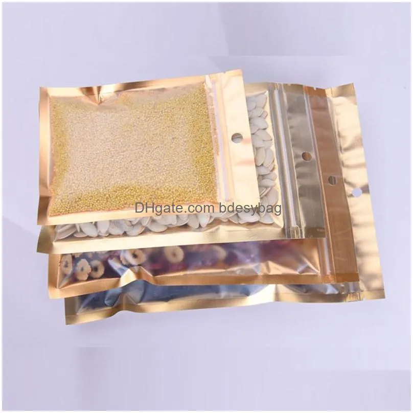 one side clear plastic bag gold inlay aluminum foil bag coffee herbal tea packaging pouch hot edc bag wholesale lx1937