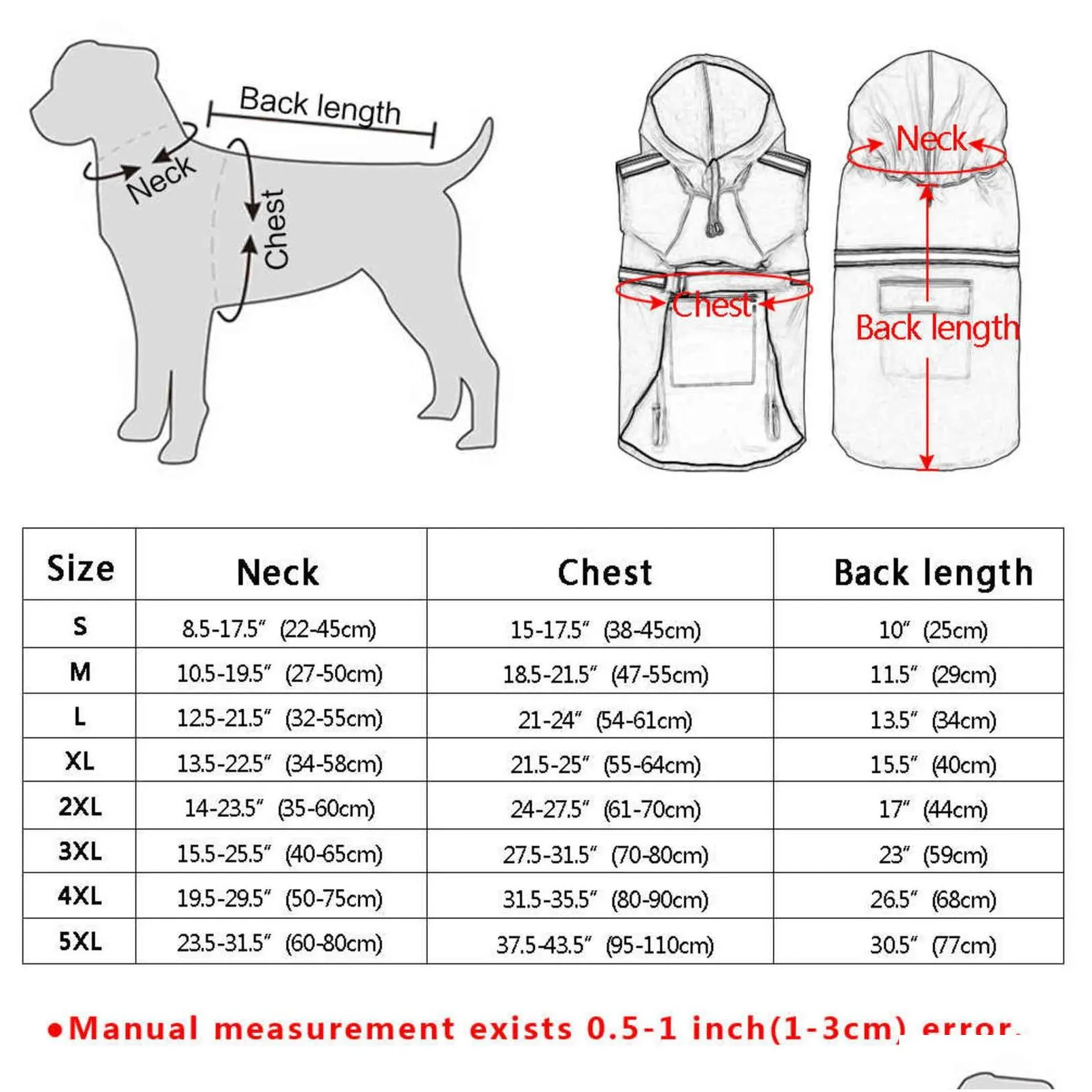 raincoat for dogs waterproof coat jacket reflective clothes small medium large labrador s-5xl 3 colors 211027