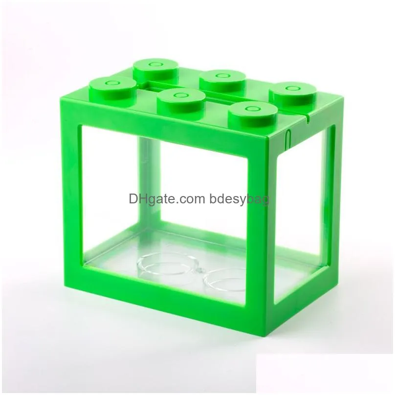 Aquariums Creative Home Aquarium Fish Tank Mini Goldfish Jar White Building Blocks Preposition Cylinder Landscape Drop Delivery Home G Dhmxg